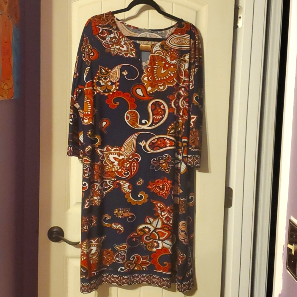 Navy Orange Brown Dress Avenue Size 22/24